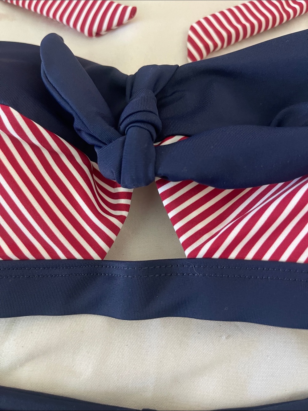 Navy & Red Striped High-Waist Bikini Set - Picture 5 of 5